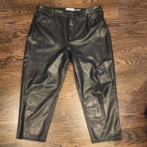 Abercrombie & Fitch Black Vegan Leather Flare Pants